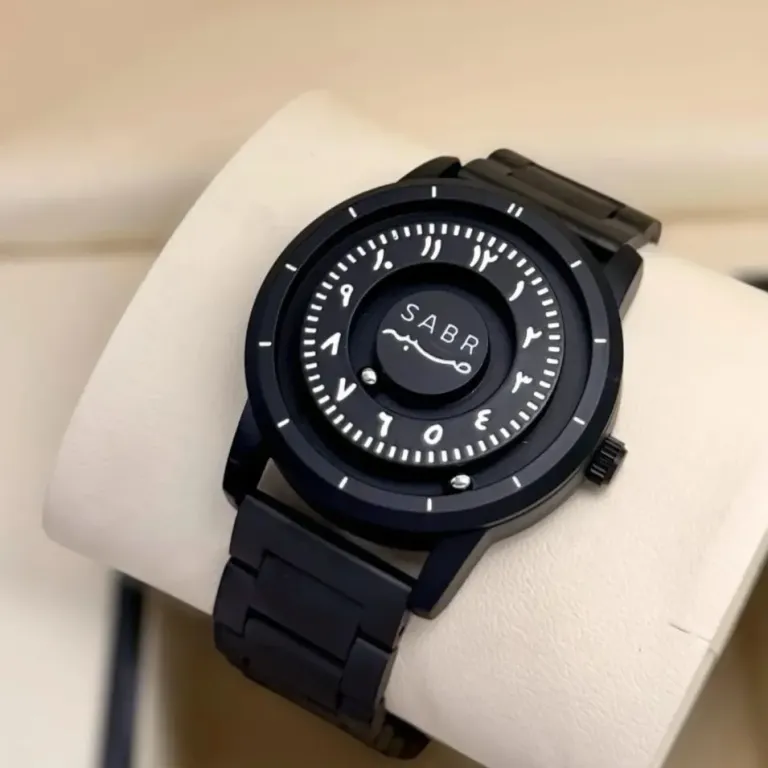 SABR Black Dial Watch with Arabic Numerals – Stainless Steel